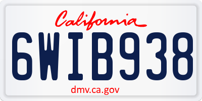 CA license plate 6WIB938