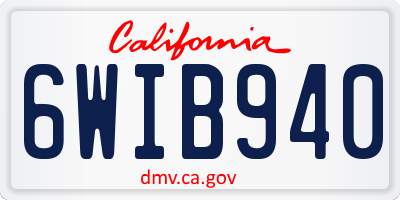 CA license plate 6WIB940