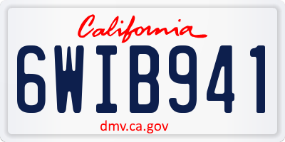 CA license plate 6WIB941