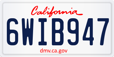 CA license plate 6WIB947