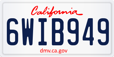 CA license plate 6WIB949