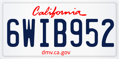 CA license plate 6WIB952