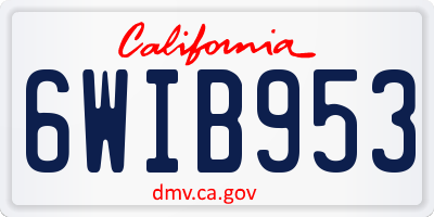 CA license plate 6WIB953