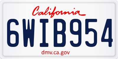 CA license plate 6WIB954