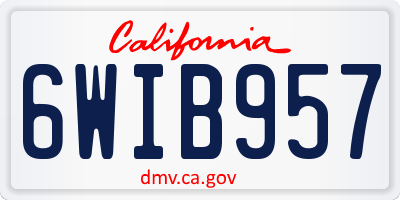 CA license plate 6WIB957
