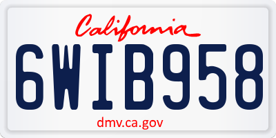 CA license plate 6WIB958