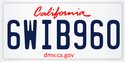 CA license plate 6WIB960