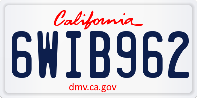 CA license plate 6WIB962