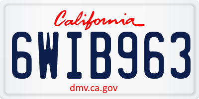 CA license plate 6WIB963