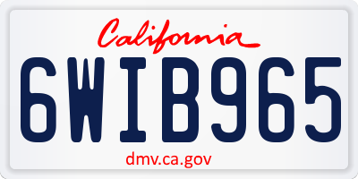 CA license plate 6WIB965