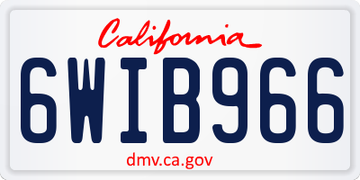 CA license plate 6WIB966