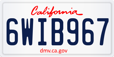 CA license plate 6WIB967