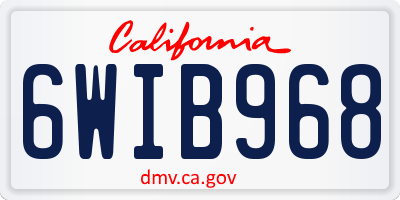 CA license plate 6WIB968