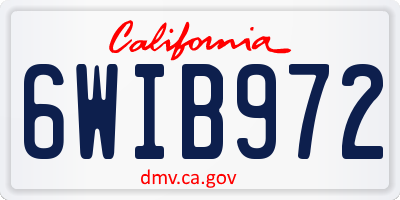CA license plate 6WIB972