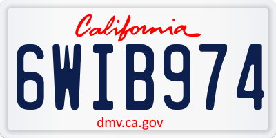 CA license plate 6WIB974