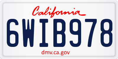 CA license plate 6WIB978