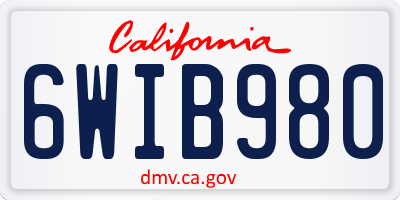 CA license plate 6WIB980