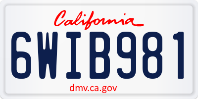 CA license plate 6WIB981