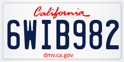 CA license plate 6WIB982