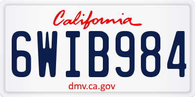 CA license plate 6WIB984
