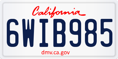 CA license plate 6WIB985