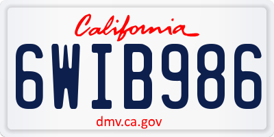 CA license plate 6WIB986