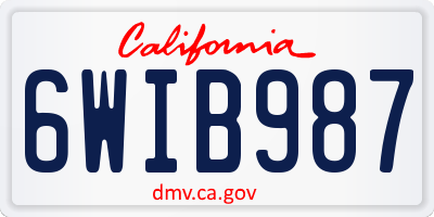 CA license plate 6WIB987