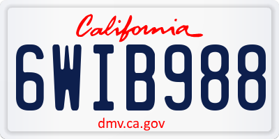 CA license plate 6WIB988