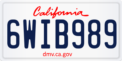 CA license plate 6WIB989