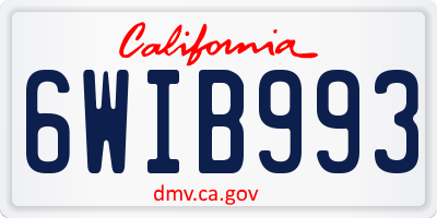 CA license plate 6WIB993
