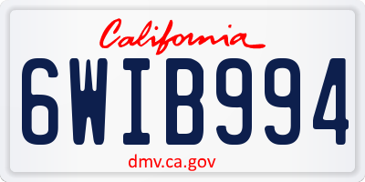 CA license plate 6WIB994