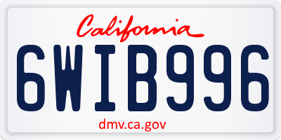 CA license plate 6WIB996