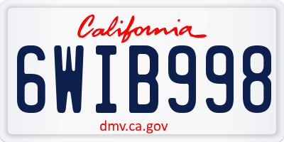 CA license plate 6WIB998