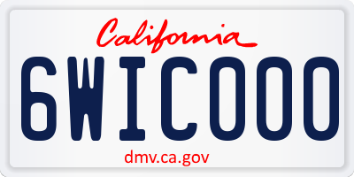 CA license plate 6WIC000