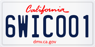 CA license plate 6WIC001