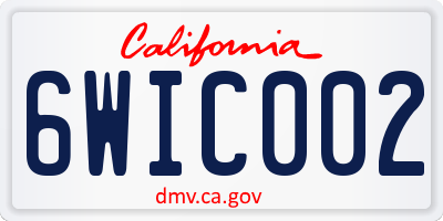 CA license plate 6WIC002