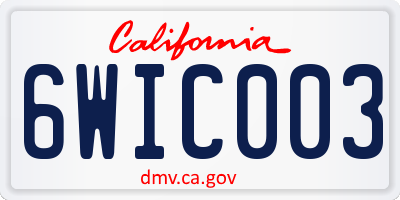 CA license plate 6WIC003