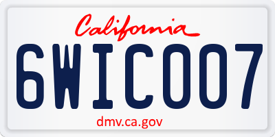 CA license plate 6WIC007