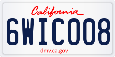 CA license plate 6WIC008
