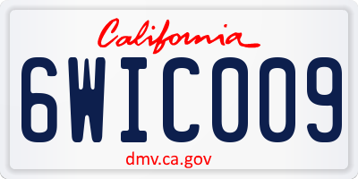 CA license plate 6WIC009
