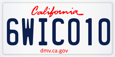 CA license plate 6WIC010