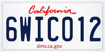 CA license plate 6WIC012