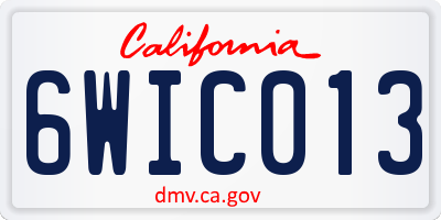 CA license plate 6WIC013