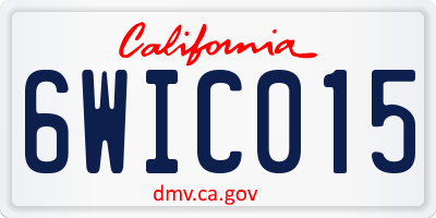 CA license plate 6WIC015