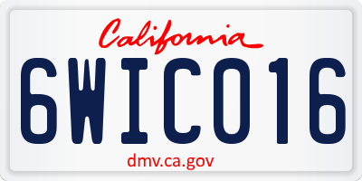 CA license plate 6WIC016