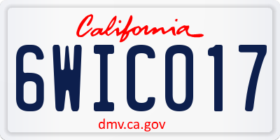CA license plate 6WIC017
