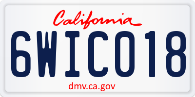 CA license plate 6WIC018