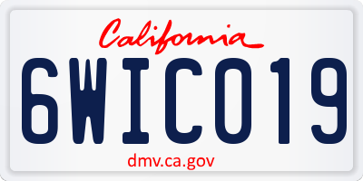 CA license plate 6WIC019