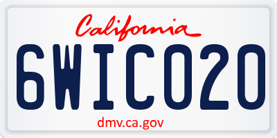 CA license plate 6WIC020