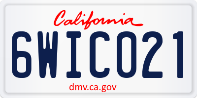 CA license plate 6WIC021